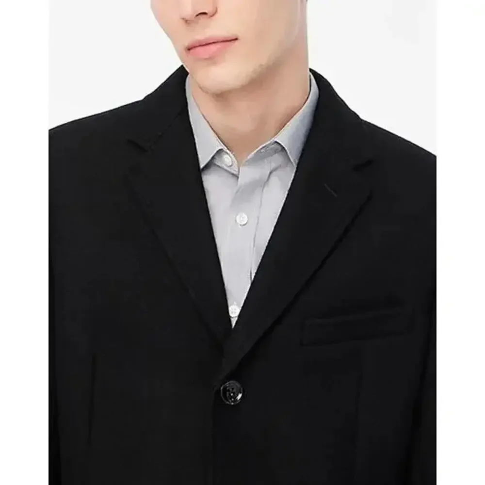 J. Crew Men's Thompson 3 Button Topcoat Long Sleeve Black Size 46 NWT